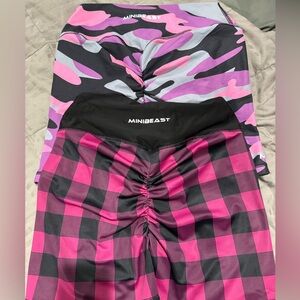 Women's Athletic Shorts - Pink Camo and Plaid